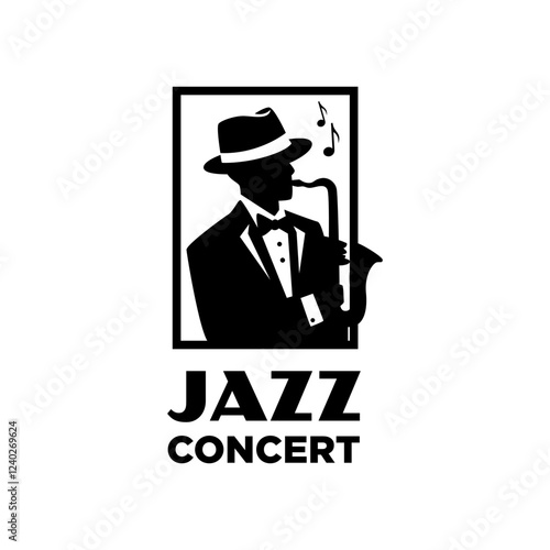 Silhouette People Hold Saxophone With Note Music Jazz Singer Player Classic Logo design inspiration