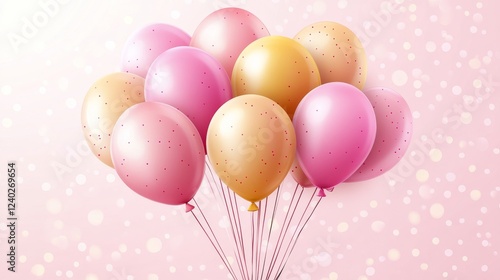 Festive colorful balloons in soft hues for a celebration or party decoration ...