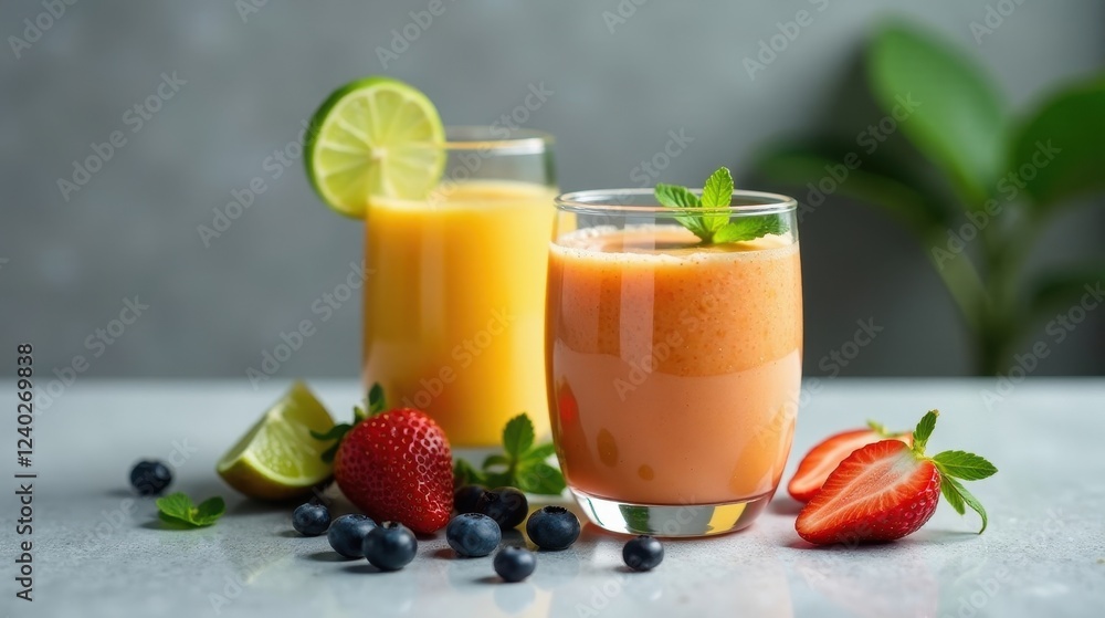 Refreshing Fruit Smoothies with Lime and Berries A Vibrant Blend of Summer Flavors