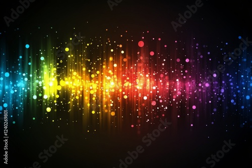 Vibrant abstract background with colorful streaks and glowing dots in a dynam...