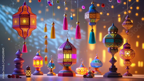 turkish model lantern collection vector illustration