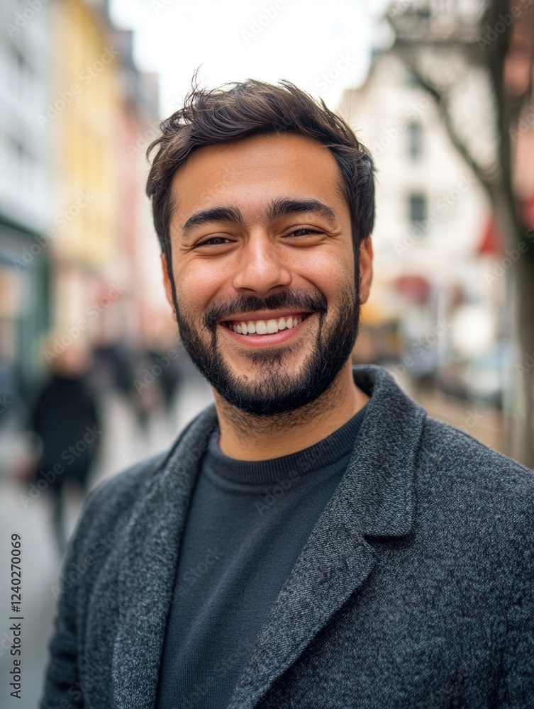 Happy Man Smiling on Street Happy Man Smiling on Street