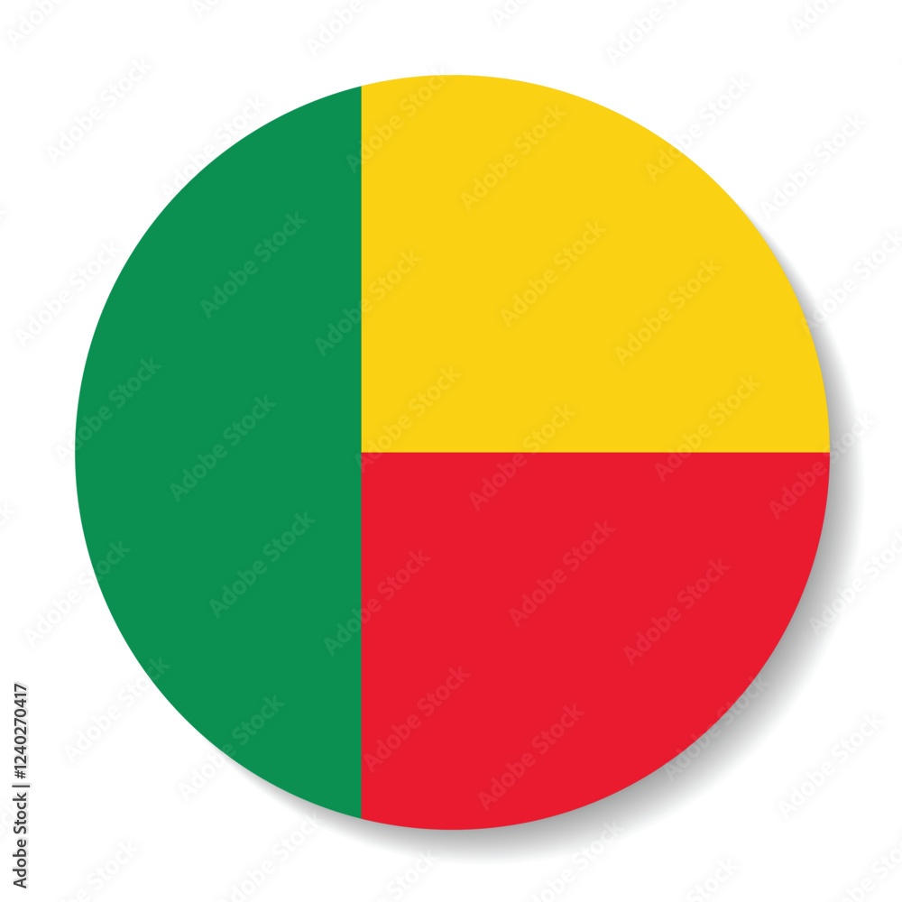 Benin circle flag. Benin flag. Button flag icon. Standard color. Circle icon flag. Computer illustration. Digital illustration. Vector illustration. Benin circle flag. Benin flag. Button flag icon. Standard color. Circle icon flag. Computer illustration. Digital illustration. Vector illustration.