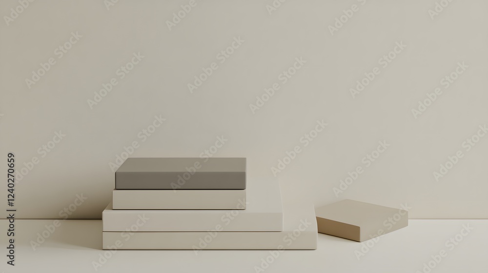 Minimalist Beige and Gray Geometric Stacked Boxes Product Display Mockup Minimalist Beige and Gray Geometric Stacked Boxes Product Display Mockup