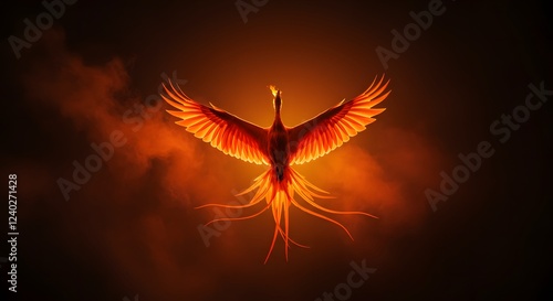 Fiery Phoenix Rising Majestic Mythical Bird Artwork