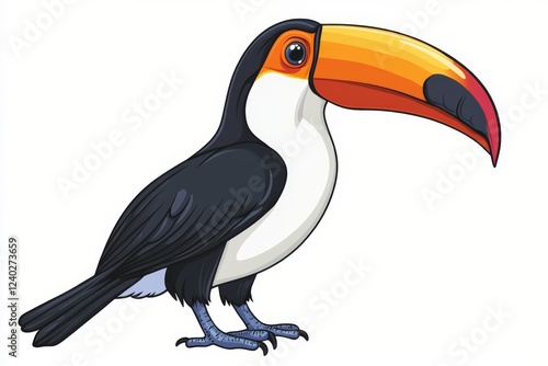 Colorful toucan perched on a branch in a vibrant nature habitat during daylight