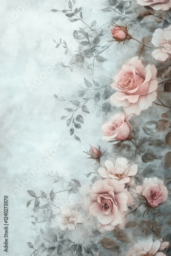 Soft pink roses and delicate flowers floating in a tranquil bath setting