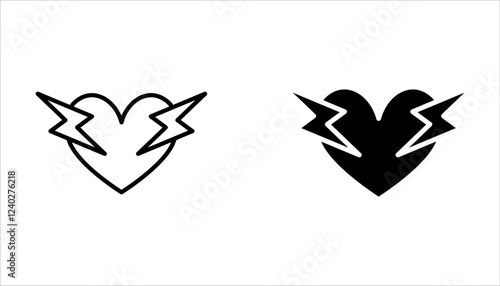 Heart Attack line icons set. Symptoms, Treatment. Vector signs for web graphics on white background