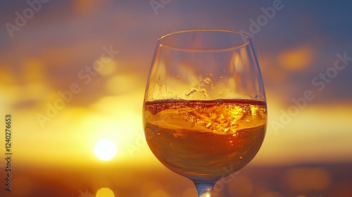 Relaxing at sunset with a refreshing drink and beautiful flowers by the water