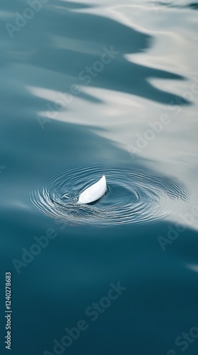 Mysterious creature swimming beneath the calm waters during twilight