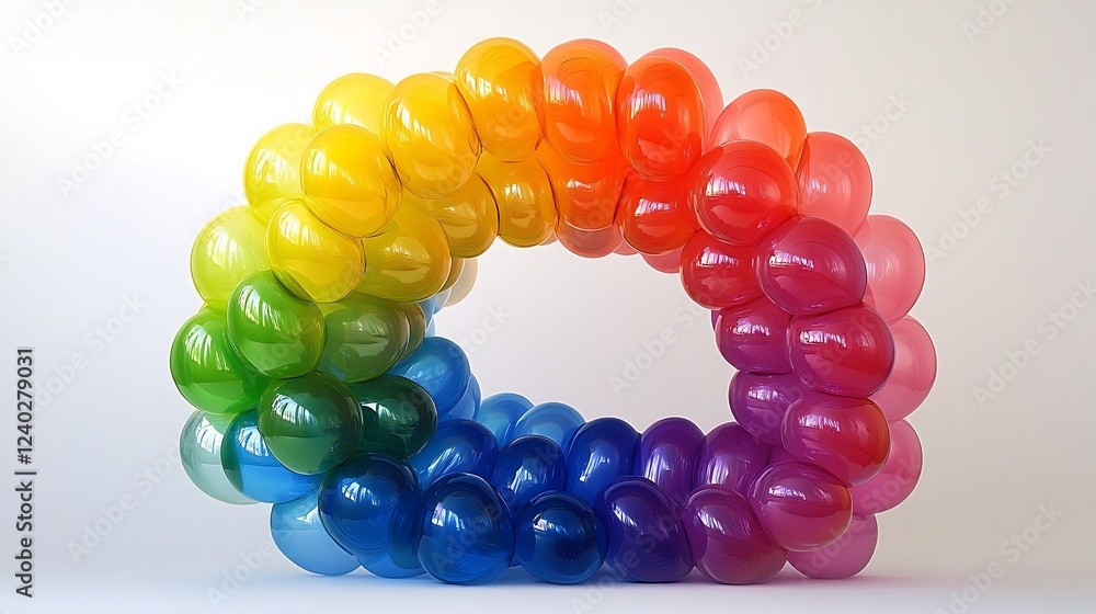 Colorful balloons arranged as a ring, on a plain background Colorful balloons arranged as a ring, on a plain background