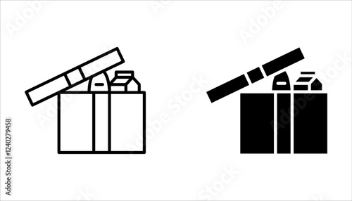 Food donation icon set box for poor and homeless people in flat design on white background