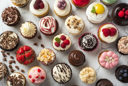 Delightful cupcakes and vibrant flowers arranged beautifully for a festive ce...