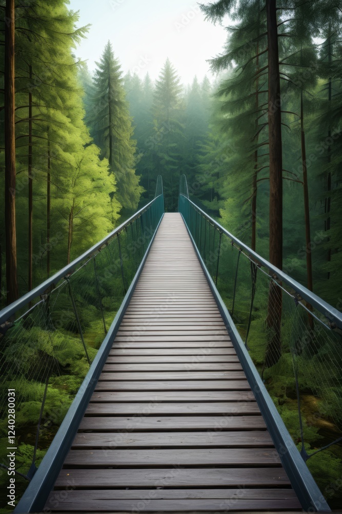 Obraz premium there is a bridge that is going over a forest with trees