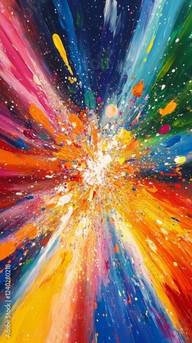 Colorful explosion of paint in abstract art piece from contemporary artist