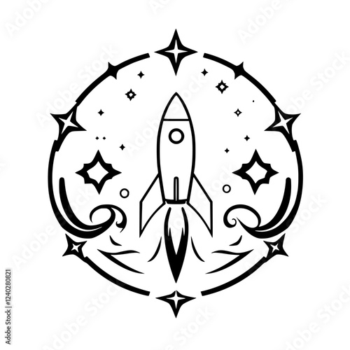 Rocket Launch: A Cosmic Journey into the Stars.  Space exploration, adventure, and the thrill of cosmic flight.  A perfect symbol of ambition and achievement.