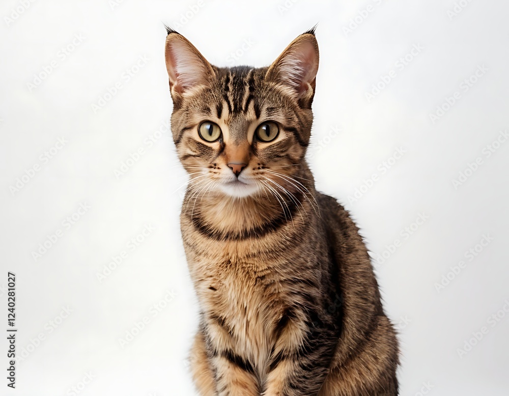 closeup of cat with cute happy smile angry face in plain white background closeup of cat with cute happy smile angry face in plain white background