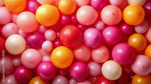 Colorful assortment of balls in various sizes and shades on a playful surface
