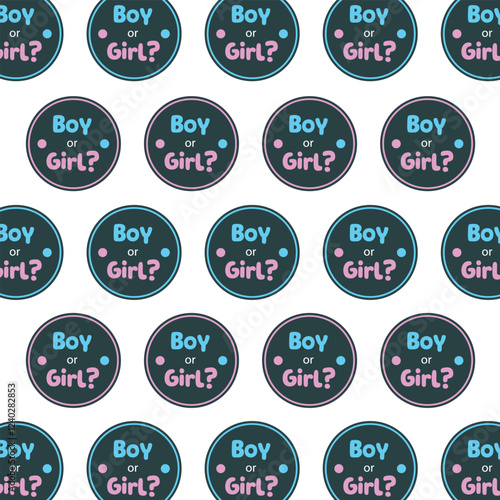 Seamless pattern of elements for gender party. Decor for party, event. Surprise for future parents.