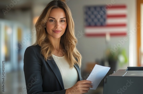 Businesswoman reviewing documents in a modern office environment during dayli...