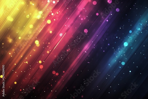 Vibrant abstract background with colorful streaks and glowing dots in a dynam...