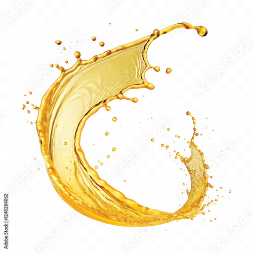 mustard liquid oil with dynamic splash in curve style isolated on a white background