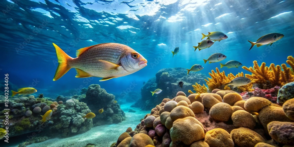Fototapeta premium Colorful Marine Life and Vibrant Coral Reef Underwater Scene