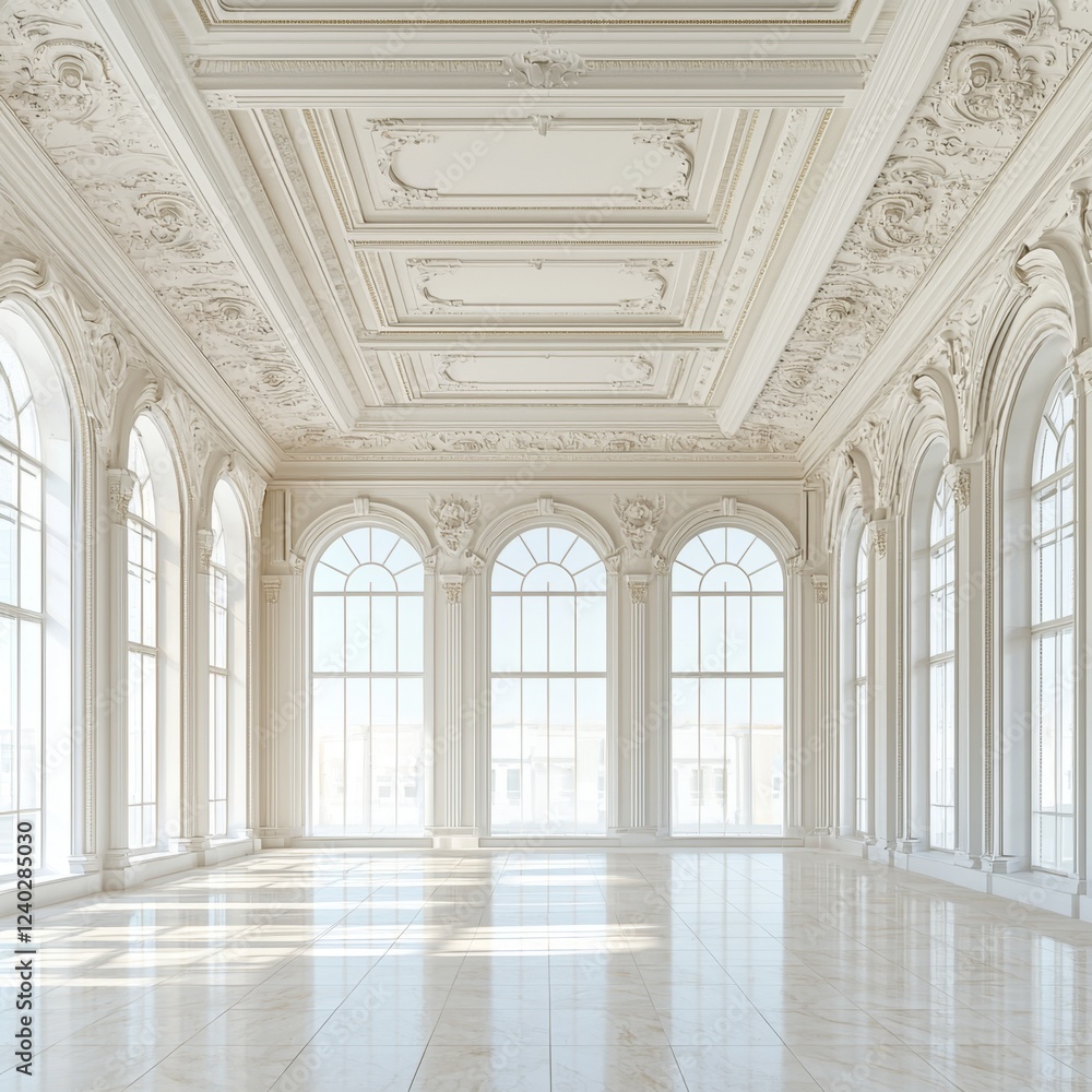 Elegant and Spacious Interior with Architectural Details and Abundant Natural Light in a Classic Style Setting Elegant and Spacious Interior with Architectural Details and Abundant Natural Light in a Classic Style Setting