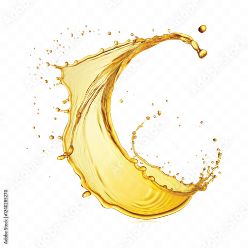 mustard liquid oil with dynamic splash in curve style isolated on a white background