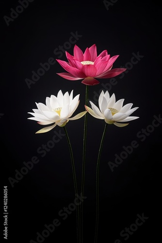 Lotus flowers with black background