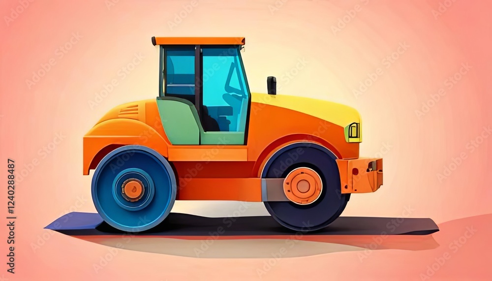 Construction Loader in a Paper-Cut Art Style Construction Loader in a Paper-Cut Art Style