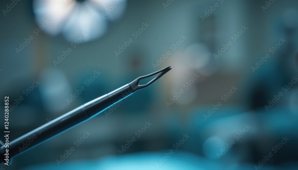 a softly blurred background with one sharply focused surgical tool serving as the visual centerpiece a softly blurred background with one sharply focused surgical tool serving as the visual centerpiece