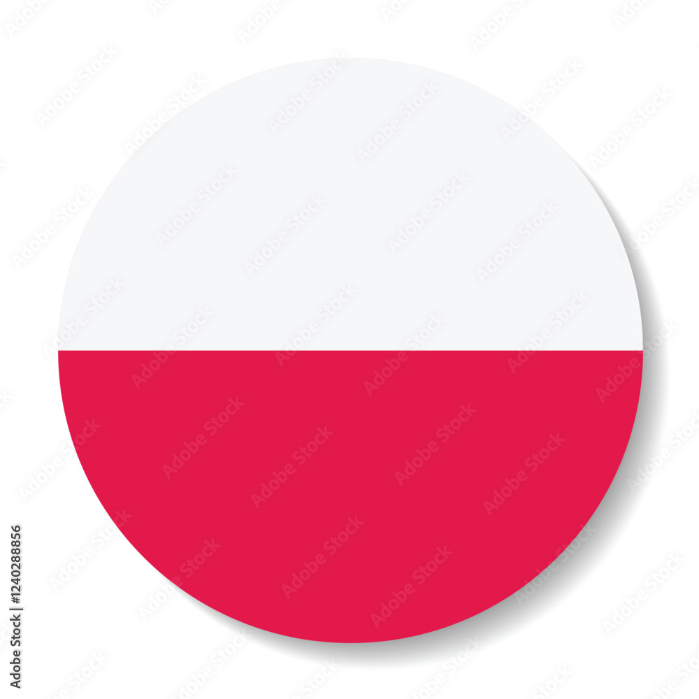 Poland flag. Button flag icon. Standard color. Circle icon flag. Computer illustration. Digital illustration. Vector illustration. Poland flag. Button flag icon. Standard color. Circle icon flag. Computer illustration. Digital illustration. Vector illustration.