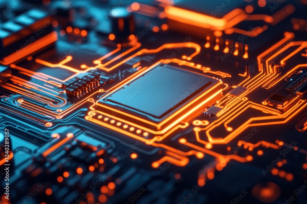 A close-up of a circuit board being inspected by an engineer, showcasing intricate details and technology. A close-up of a circuit board being inspected by an engineer, showcasing intricate details and technology.