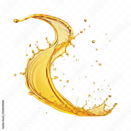 mustard liquid oil with dynamic splash in curve style isolated on a white background