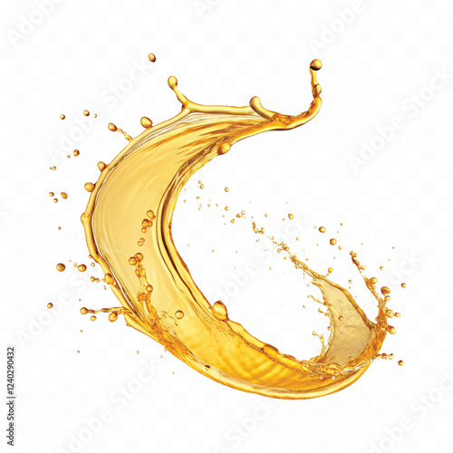 mustard liquid oil with dynamic splash in curve style isolated on a white background