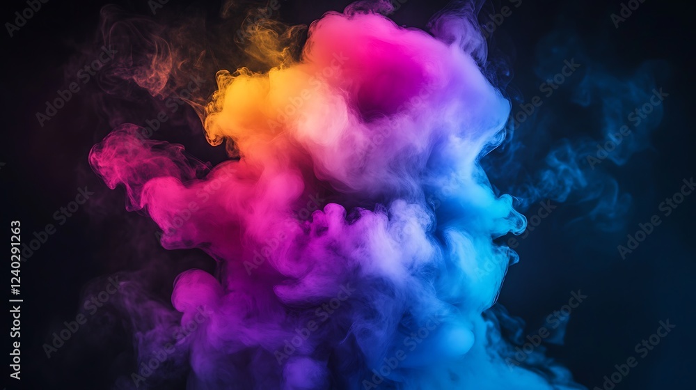 Colorful smoke flows on dark background, abstract art Colorful smoke flows on dark background, abstract art