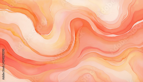 Soft pastel orange and pink waves background with fluid organic movement with copy space