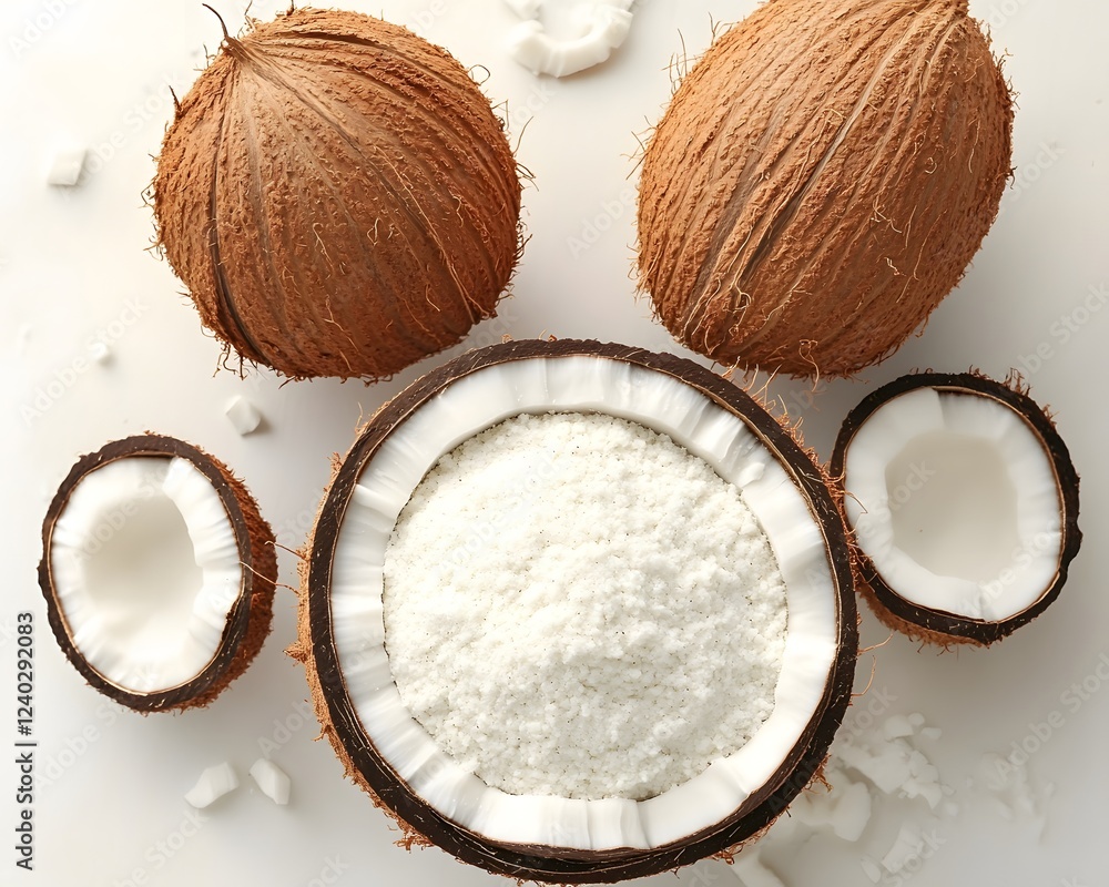 Fresh Coconuts and Desiccated Coconut Flakes Fresh Coconuts and Desiccated Coconut Flakes