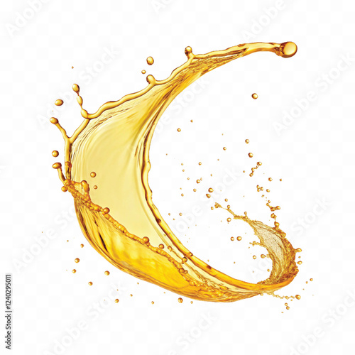 mustard liquid oil with dynamic splash in curve style isolated on a white background