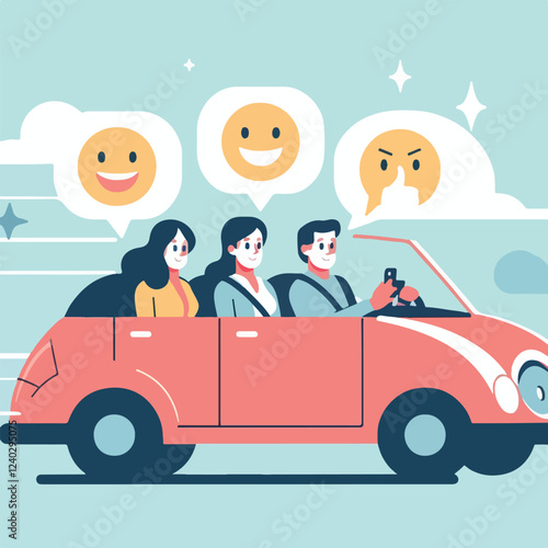 vector image of a person driving a car happily