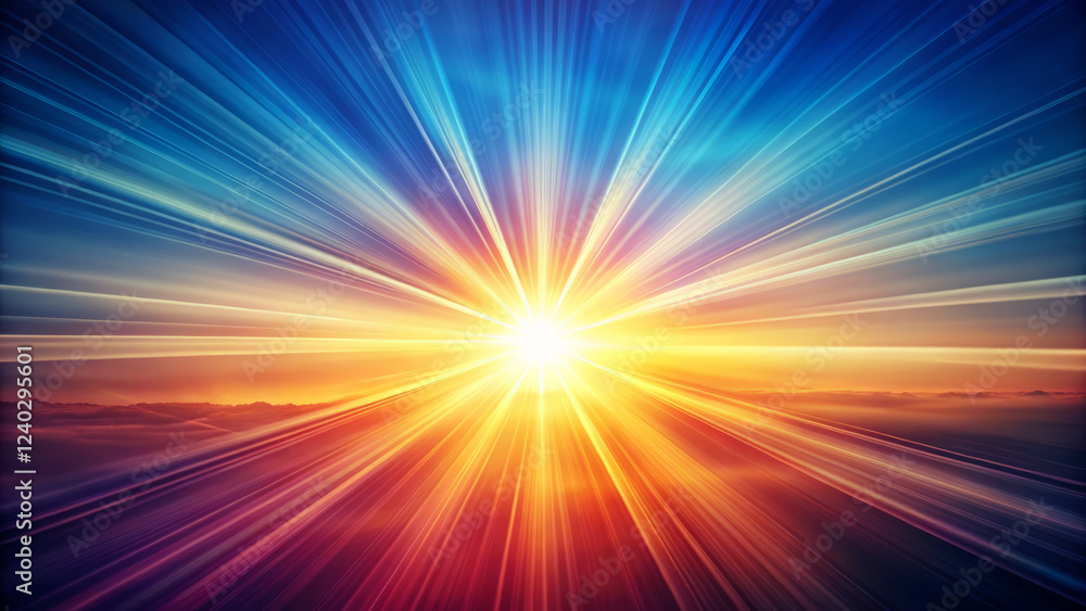 Bright sunburst with rays of light in vibrant colors and subtle gradients Bright sunburst with rays of light in vibrant colors and subtle gradients