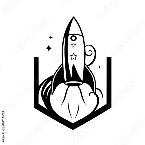 Rocket Launch: A Vector Graphic Icon of Space Exploration, Symbolizing Innovation and Progress in Technology