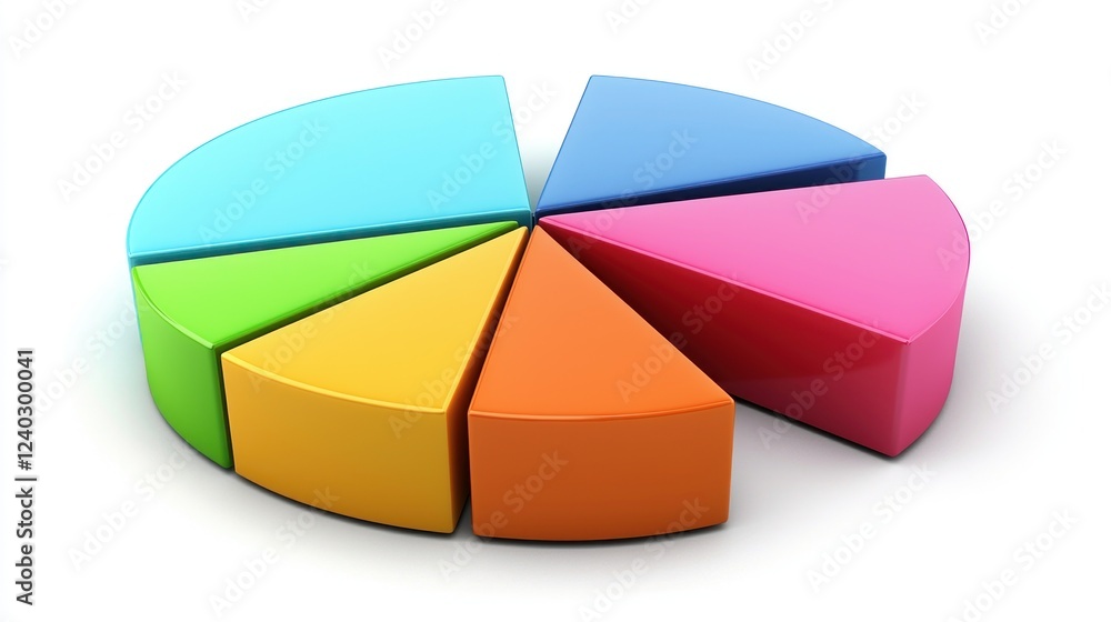 Obraz premium Colorful 3D Pie Chart: Data Visualization and Infographics