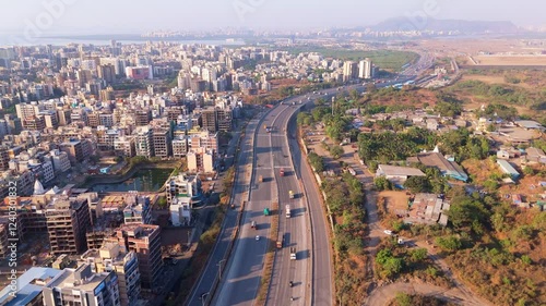 Wallpaper Mural Drone shot expressway cross by urban city and rural area Torontodigital.ca