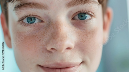 Close-up of a person's face with visible skin texture, showcasing natural imperfections and healthy glow, representing authenticity and self-confidence in beauty.