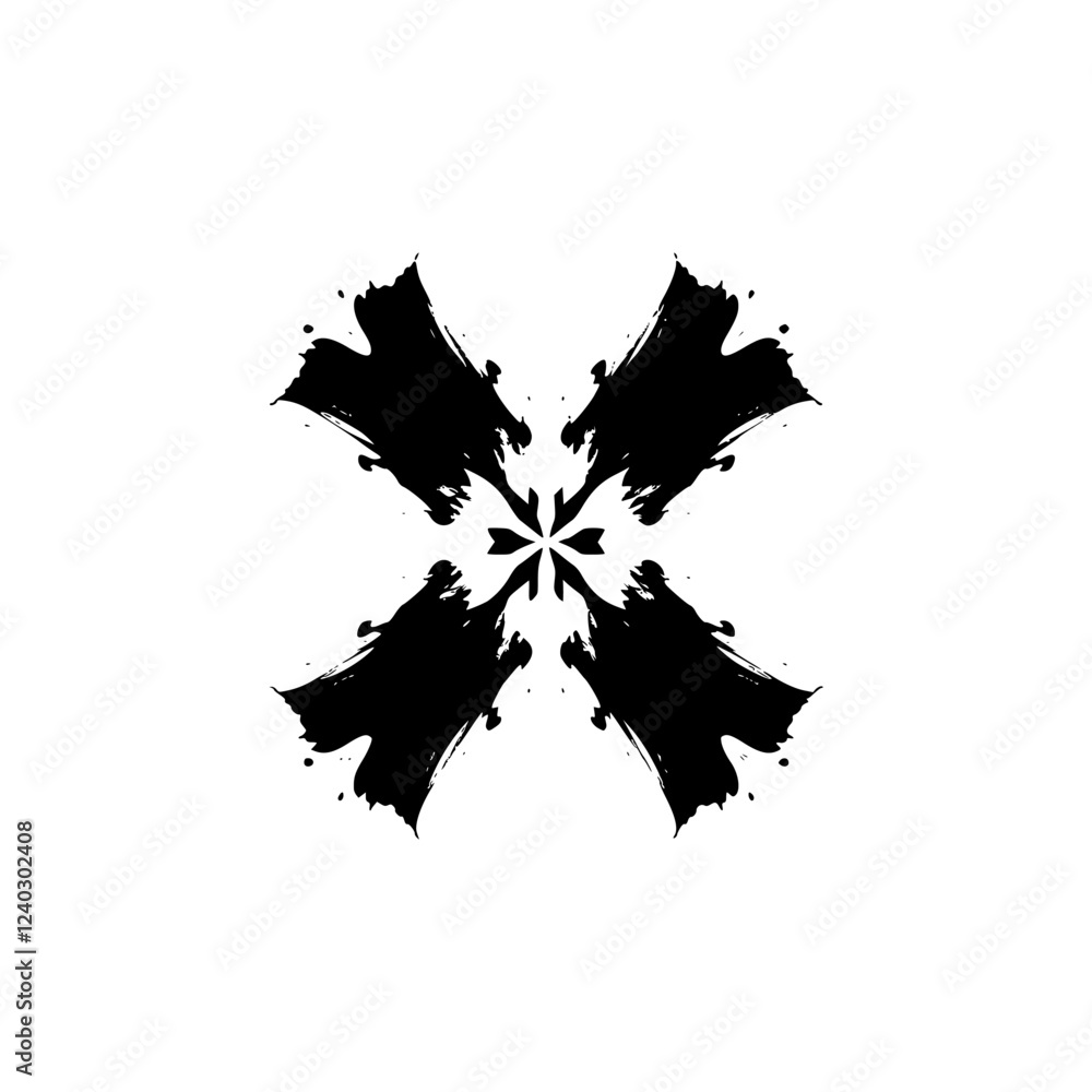 Naklejka premium Abstract Black Ink Splash Design: Geometric Pattern, Minimalist Style, Vector Graphic