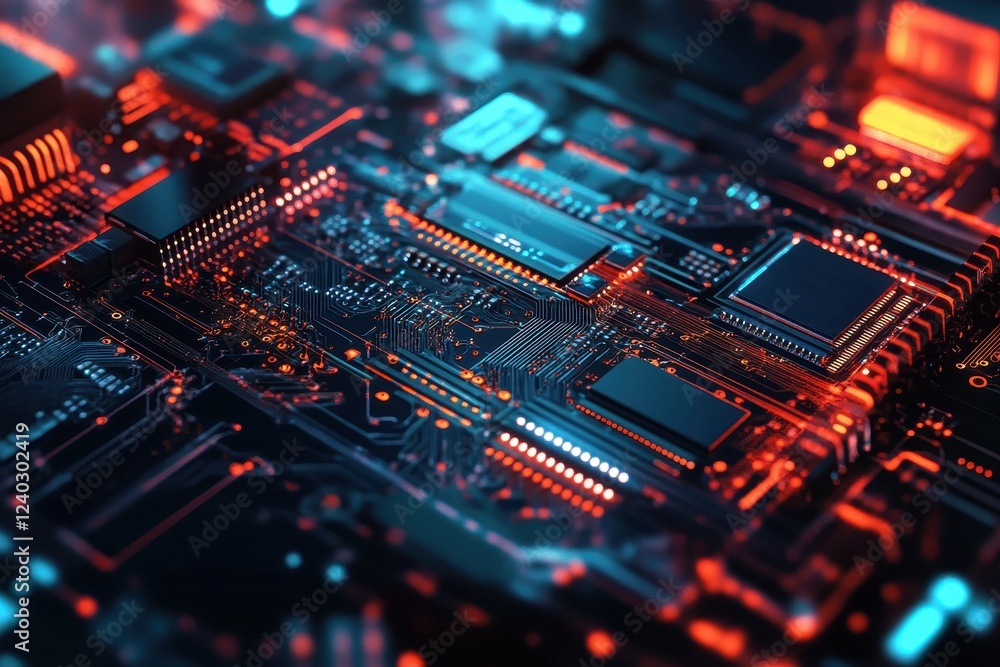 Close-up of a circuit board undergoing testing by an AI-driven technology for enhanced performance and reliability. Close-up of a circuit board undergoing testing by an AI-driven technology for enhanced performance and reliability.