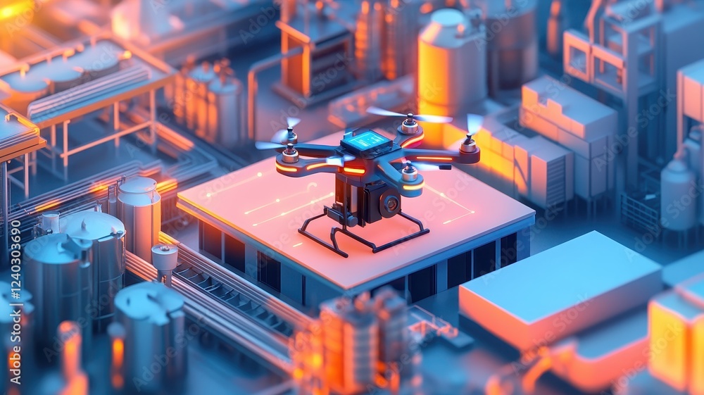 Drone Captures Thermal Imaging Over a High-Tech Smart Factory for Advanced Monitoring and Analysis Drone Captures Thermal Imaging Over a High-Tech Smart Factory for Advanced Monitoring and Analysis