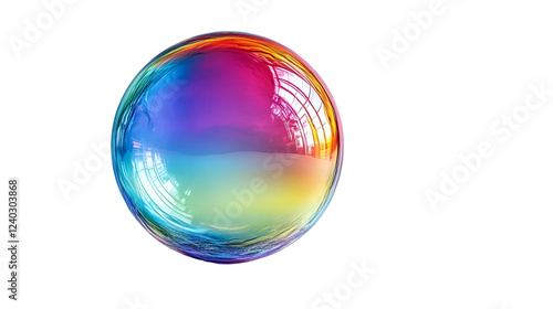 Rainbow soap bubble reflecting window, studio shot, iridescent sphere, graphic design element